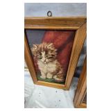 Cat Pics(raised), silver bell, wood puzzle and Misc Vintage