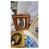 Cat Pics(raised), silver bell, wood puzzle and Misc Vintage