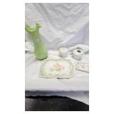 Jadite Opalesccent Vase, Bathroom Vanity Set,