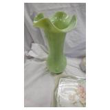 Jadite Opalesccent Vase, Bathroom Vanity Set,