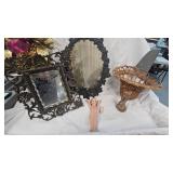Topiary, Porcelain Doll, Cast Iron Framed Mirrors