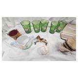 5Ct Handpainted Green Glasses, Planter, Rattle Toy