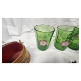 5Ct Handpainted Green Glasses, Planter, Rattle Toy