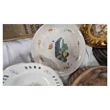 Fabrege Style Egg, Plates, Grape Vine Flower Pot, Horse Tin Box