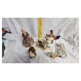 Cow Figure, Rooster, Woman Pin Cushion