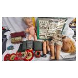 Mini Historical Books, Doll Furniture, additional metal tea set pieces