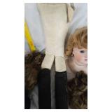 Antique Jester Clown Doll and Leather Doll Body, additional Porcelain Doll