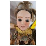 Antique Jester Clown Doll and Leather Doll Body, additional Porcelain Doll
