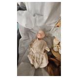 Misc Porcelain Dolls, parts, and Leather Bodies and Ben Franklin Style Vintage Glasses