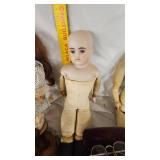 Misc Porcelain Dolls, parts, and Leather Bodies and Ben Franklin Style Vintage Glasses