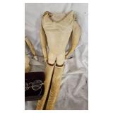 Misc Porcelain Dolls, parts, and Leather Bodies and Ben Franklin Style Vintage Glasses
