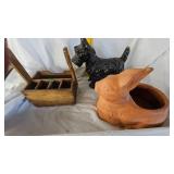 Scotty Figure and Terra Cotta Bunny Planter