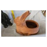 Scotty Figure and Terra Cotta Bunny Planter