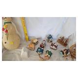Ceramic Village Pieces and Molded Snowman