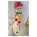 Ceramic Village Pieces and Molded Snowman