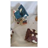 Ceramic Village Pieces and Molded Snowman