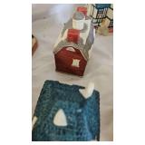 Ceramic Village Pieces and Molded Snowman