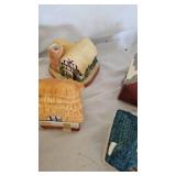 Ceramic Village Pieces and Molded Snowman