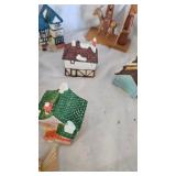 Ceramic Village Pieces and Molded Snowman