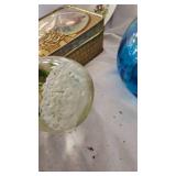 Blue Vase and Paperweight, Misc Vintage