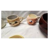 Stoneware Bowls with Cups
