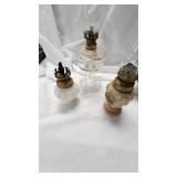 Small oil Lamp, Creamer, Iridescent Perfume Bottle