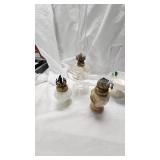 Small oil Lamp, Creamer, Iridescent Perfume Bottle