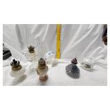Small oil Lamp, Creamer, Iridescent Perfume Bottle