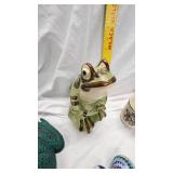 Large Shooter Marbles along with Frog Figures and Poodle Wind Up Toy