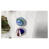 Large Shooter Marbles along with Frog Figures and Poodle Wind Up Toy