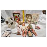 Miniature Babies, Porcelain and Plastic, Vintage Crawling Baby(still works), Vintage Puzzle