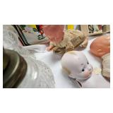 Miniature Babies, Porcelain and Plastic, Vintage Crawling Baby(still works), Vintage Puzzle