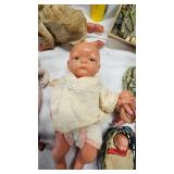 Miniature Babies, Porcelain and Plastic, Vintage Crawling Baby(still works), Vintage Puzzle