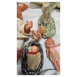 Miniature Babies, Porcelain and Plastic, Vintage Crawling Baby(still works), Vintage Puzzle