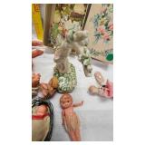 Miniature Babies, Porcelain and Plastic, Vintage Crawling Baby(still works), Vintage Puzzle