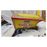 Tin Milk Cart, Tin Box, Plates, Dept 56 Village Building