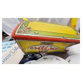 Tin Milk Cart, Tin Box, Plates, Dept 56 Village Building