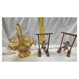 Fenton Glass Basket/Swinging Figures