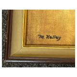 Framed Farmer with Lamb Painting by M. Kelley