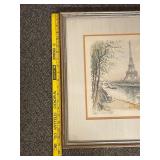 Denis Verspecht (attributed) Watercolor Eiffel Tower Paris Artwork
