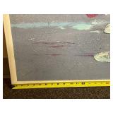 Massive Signed Jasper Painting Water Lily Scene