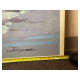 Massive Signed Jasper Painting Water Lily Scene
