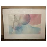Artist Signed Abstract Framed Artwork Pastel Tones