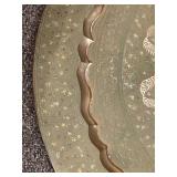 Vintage Hand-Etched Brass Decorative Tray