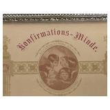 Vintage Framed Confirmation Certificate Art 1897