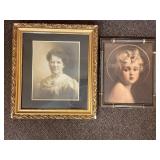 Pair of Vintage Framed Art Portraits, Gilded