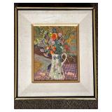 Floral Painting with Two Vintage Frames