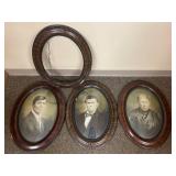 Antique Oval Portrait Frames Set With Photographs