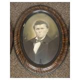 Antique Oval Portrait Frames Set With Photographs