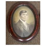 Antique Oval Portrait Frames Set With Photographs